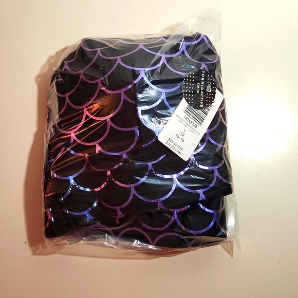 ❤️NWT VINTAGE TORRID SWIM BIKINI TOP - SHINY BLUE MERMAID ZIP FRONT ACTIVE - Picture 3 of 13